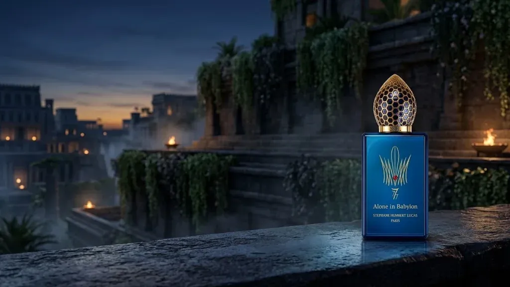 Alone in Babylon by Stéphane Humbert Lucas in a warm, lush scene inspired by the Hanging Gardens of Babylon